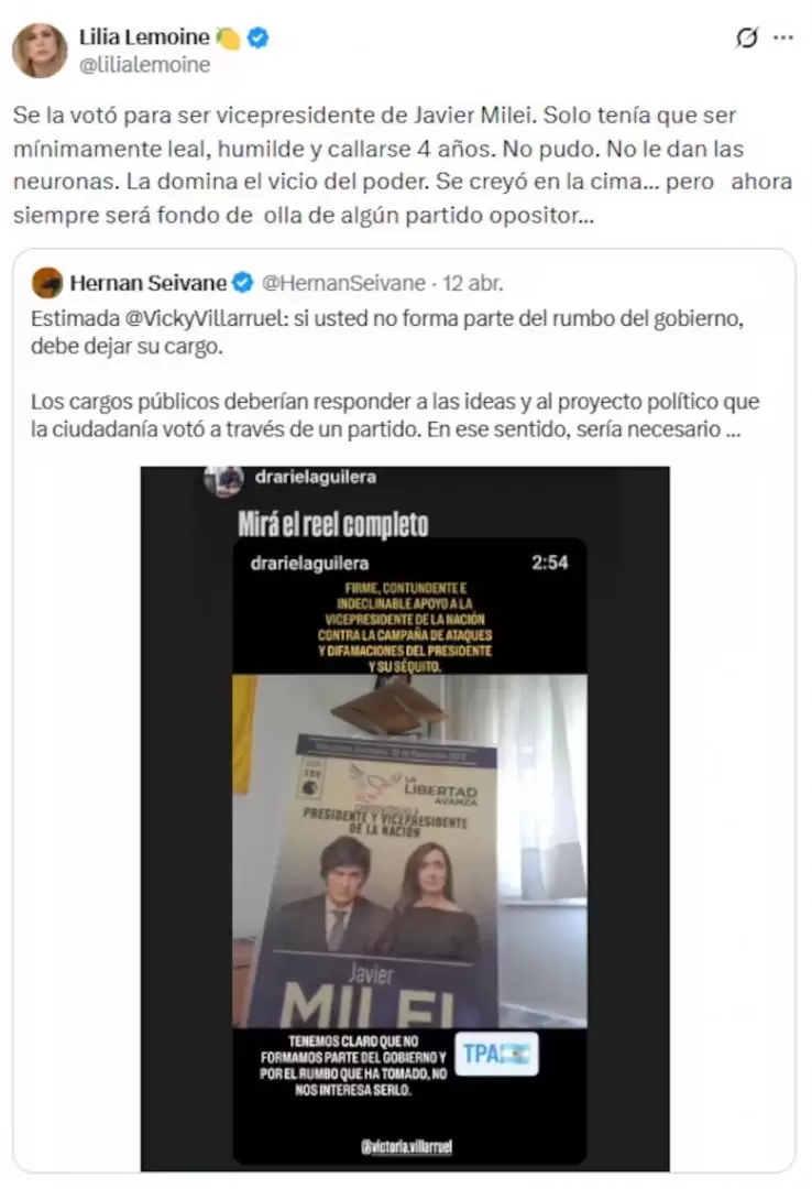 El cruce entre Villarruel y Lemoine