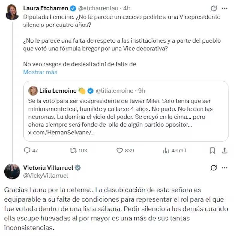 El cruce entre Villarruel y Lemoine