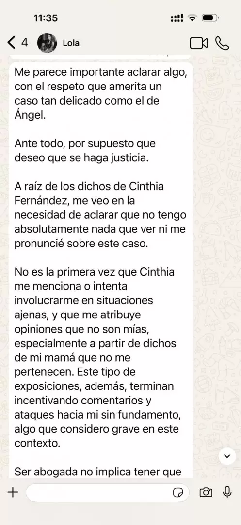 Lola Latorre sali� al cruce de Cinthia Fern�ndez