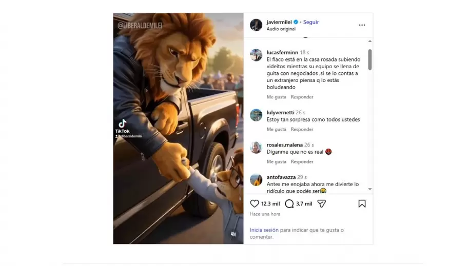 Algunas de las reacciones al video de Milei