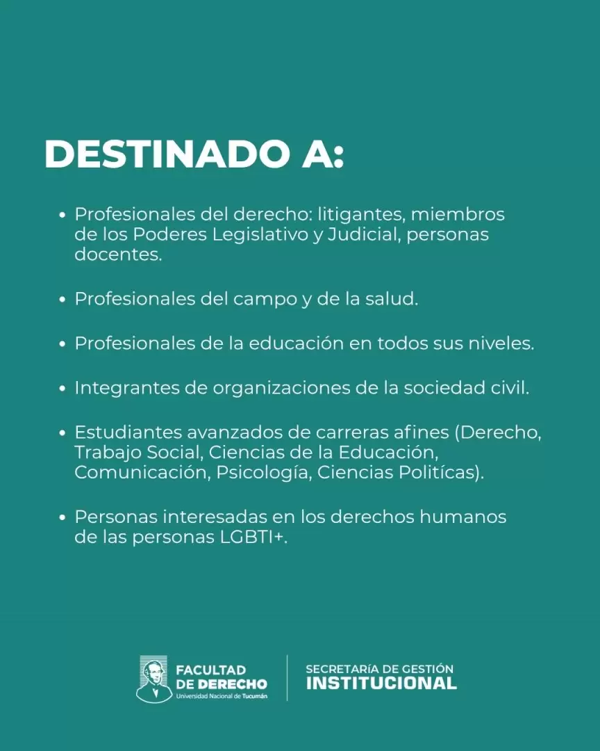 �A qui�n est� dirigida la diplomatura Universitaria en Protecci�n Integral de las Personas LGBTI+?