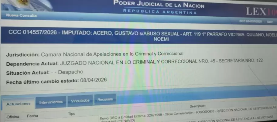 La causa ya tramita en el Juzgado Nacional en lo Criminal y Correccional N� 45