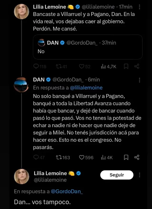 Lilia Lemoine cruz� a militantes, defendi� a Pareja y agit� la crisis digital del oficialismo