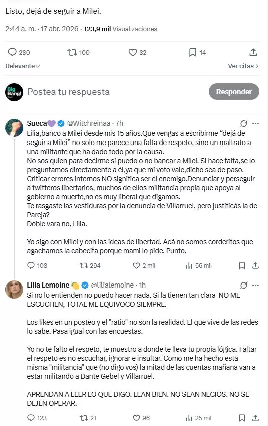 Lilia Lemoine cruz� a militantes, defendi� a Pareja y agit� la crisis digital del oficialismo