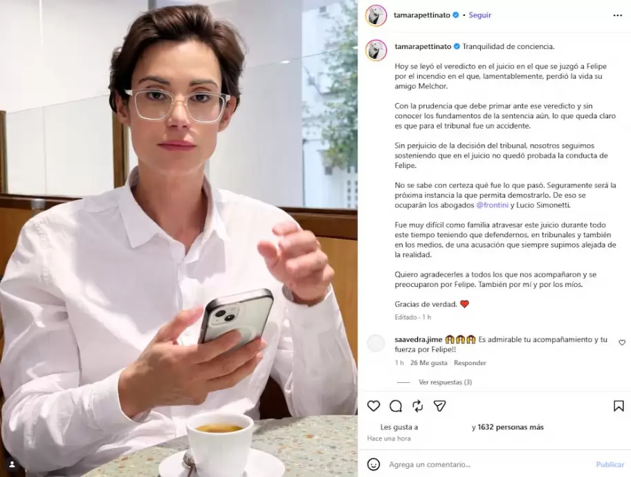 El posteo de Tamara Pettinato tras el fallo del Tribunal