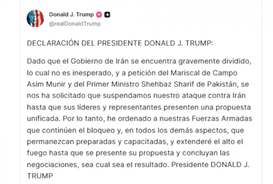 Trump anunci� una extensi�n a la tregua con Ir�n, a la espera de una propuesta de Teher�n.