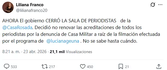 El Gobierno levanta acreditaciones a periodistas tras una denuncia por "espionaje"
