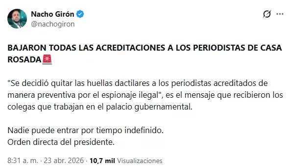 El Gobierno levanta acreditaciones a periodistas tras una denuncia por "espionaje"