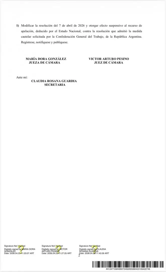 La resoluci�n de los jueces Mar�a Dora Gonz�lez y V�ctor Arturo Pesino