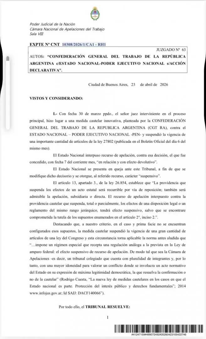 La resoluci�n de los jueces Mar�a Dora Gonz�lez y V�ctor Arturo Pesino