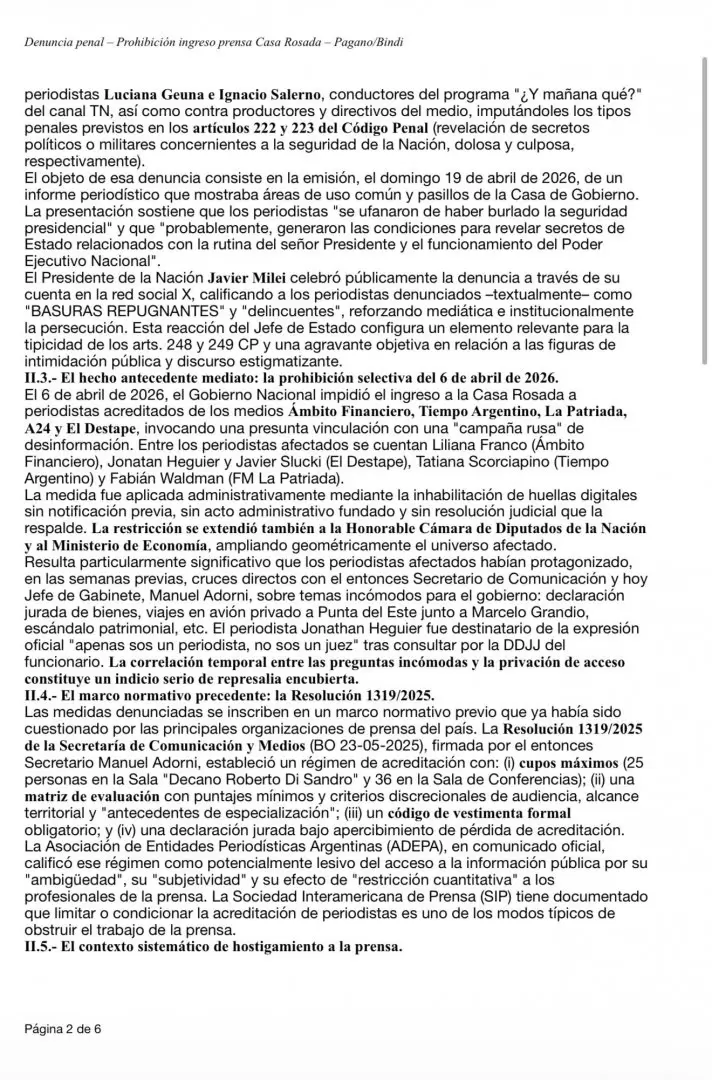 La denuncia de Marcela Pagano contra Javier Milei