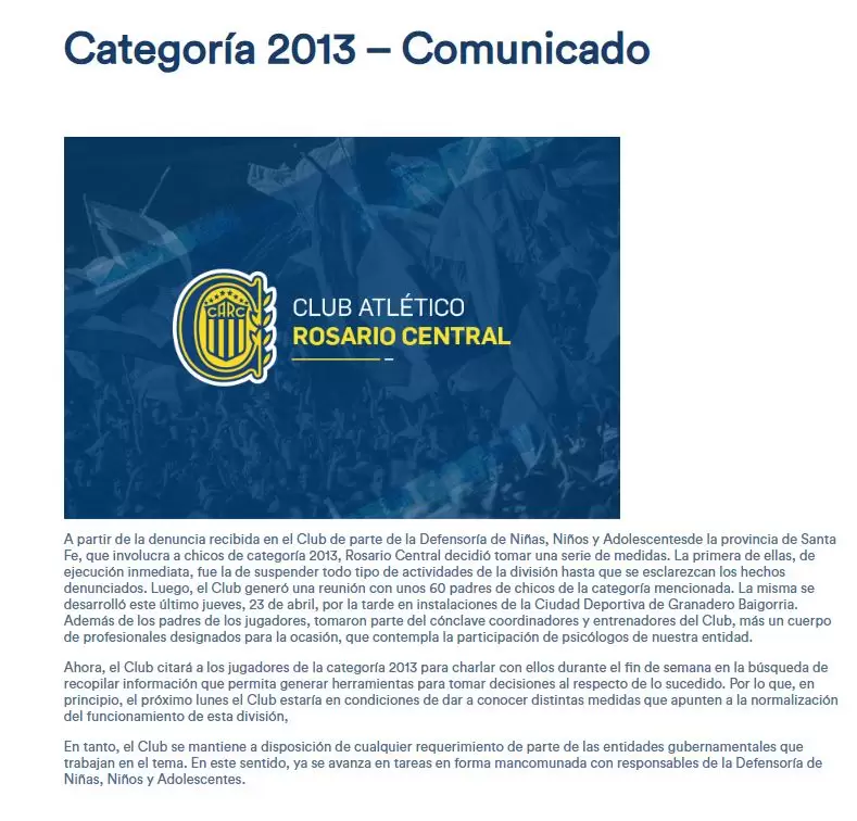 El �ltimo comunicado del club