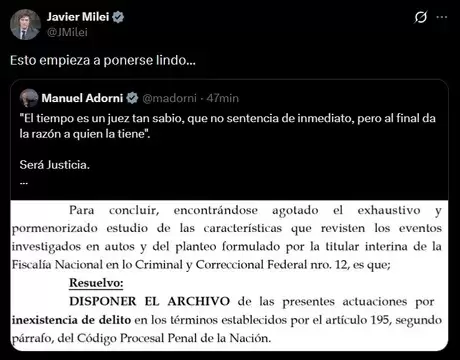 La reacci�n de Javier Milei