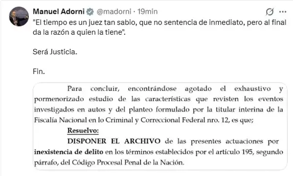 La reacci�n de Manuel Adorni