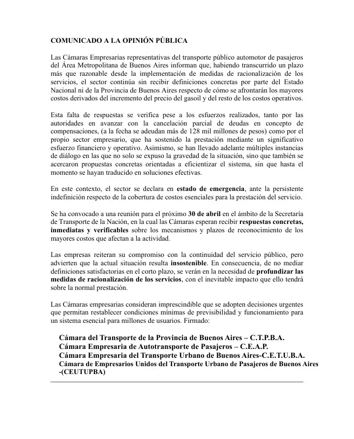 El transporte en crisis