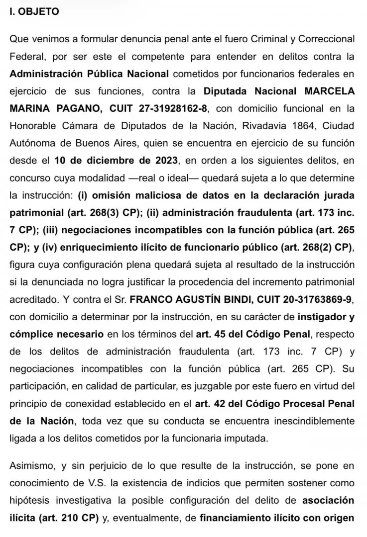 Libertarios denunciaron a Pagano por enriquecimiento il�cito