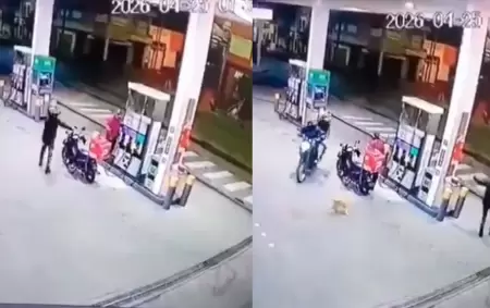 El motociclista se defendi� a los tiros del roba que le quisieron hacer en Lomas del Mirador, mientras cargaba combustible.