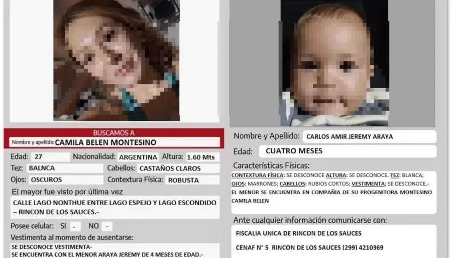 Aparecieron con vida Camila Bel�n Montesino y su hijo Carlos Amir