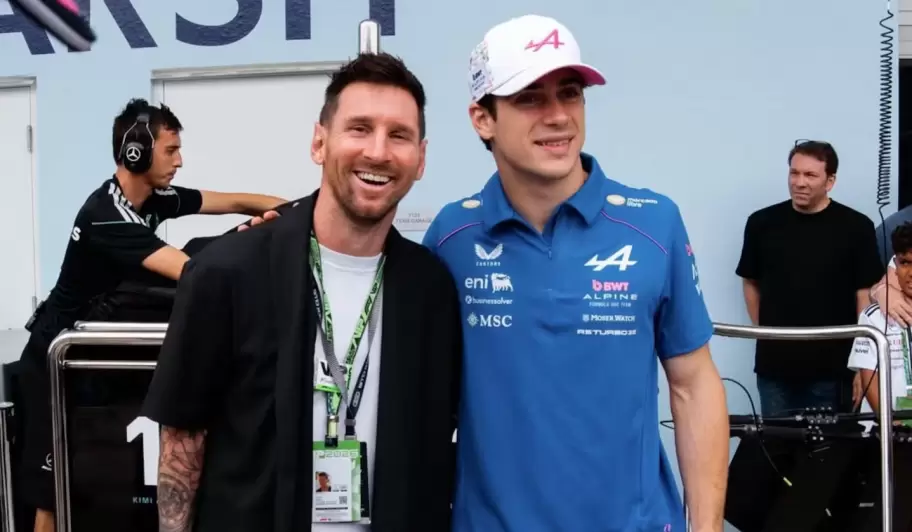 El abrazo de la suerte: Lionel Messi estuvo con Franco Colapinto, horas antes de su mejor actuaci�n en la F1.