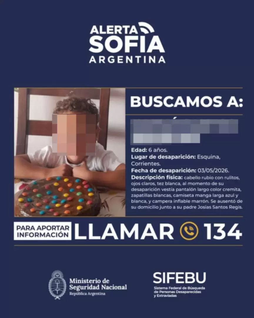 Apareci� el ni�o buscado en Corrientes y su padre fue detenido