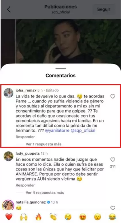 El comentario de Johanna Villafa�e contra Pamela Pombo
