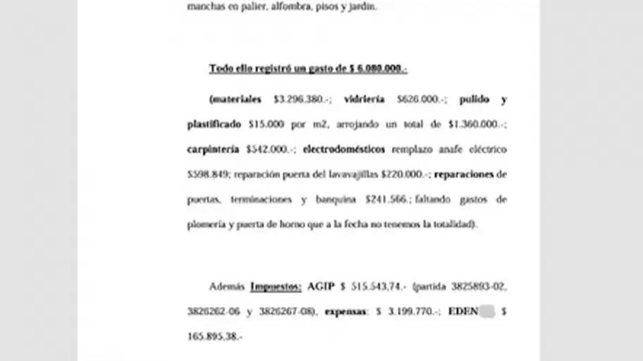 Los gastos realizados en la propiedad