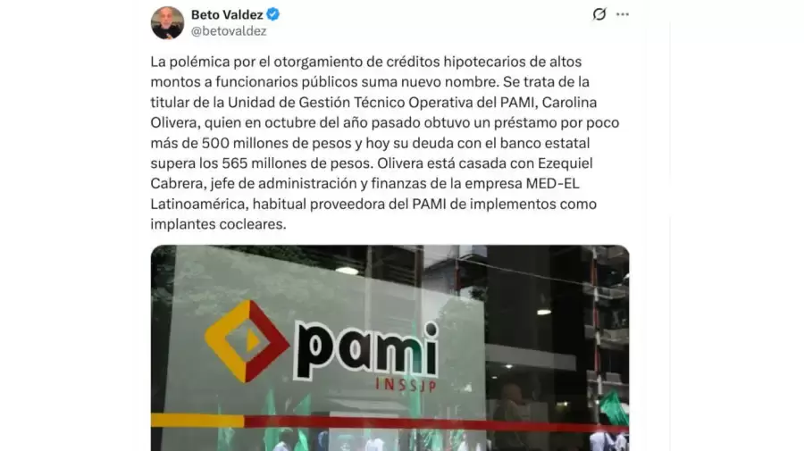 Aparece una alta funcionaria del PAMI con una deuda superior a los $565 millones
