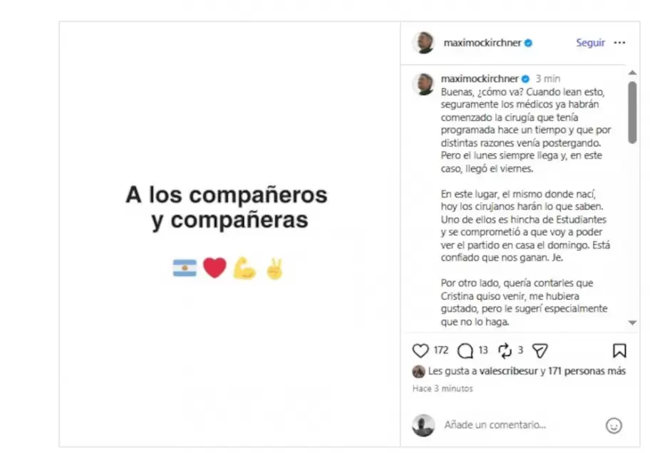 El mensaje de M�ximo Kirchner