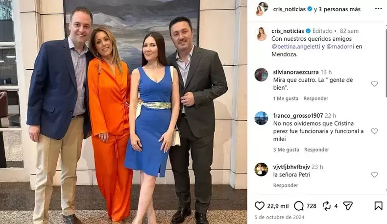 Cristina P�rez le respondi� a Adorni y lo cruz� por hablar de "traici�n"