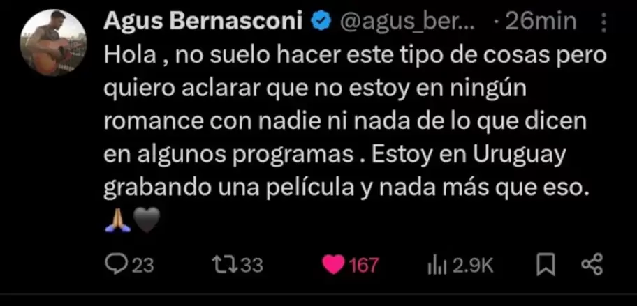 El mensaje de Agust�n Bernasconi