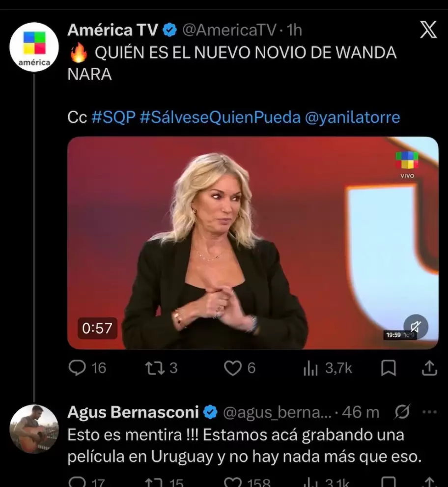 Agust�n Bernasconi desminti� el romance con Wanda Nara