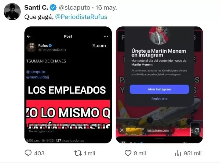 La cuenta vinculada a Martín Menem