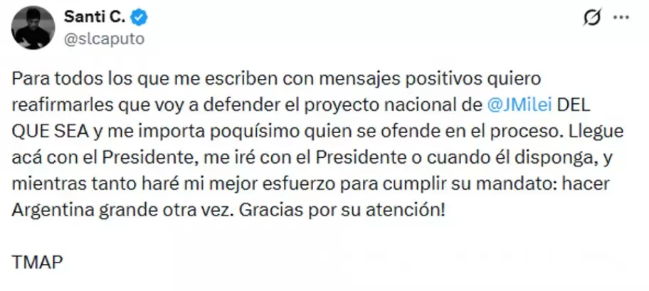 El mensaje de Santiago Caputo