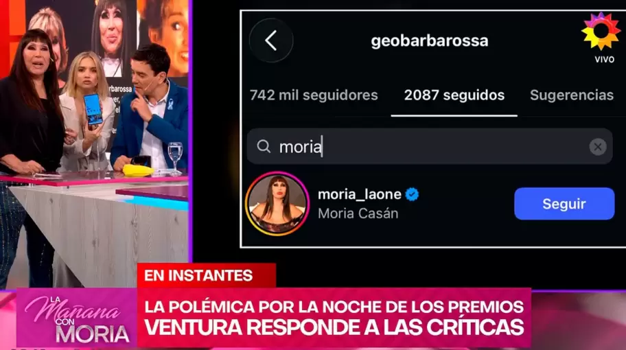 Georgina Barbarossa comenz� a seguir en Instagram a Moria Cas�n