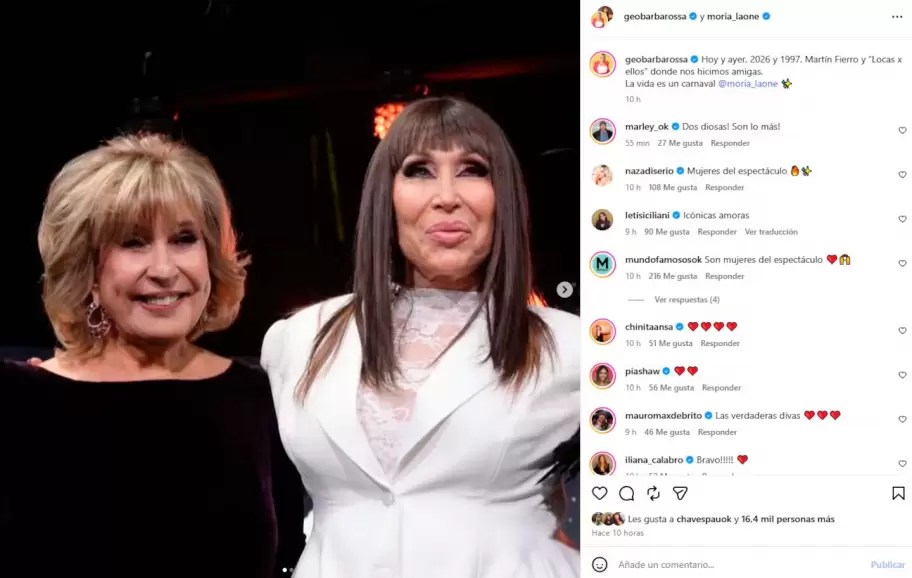 El posteo de Georgina Barbarossa tras la reconciliaci�n con Moria Cas�n