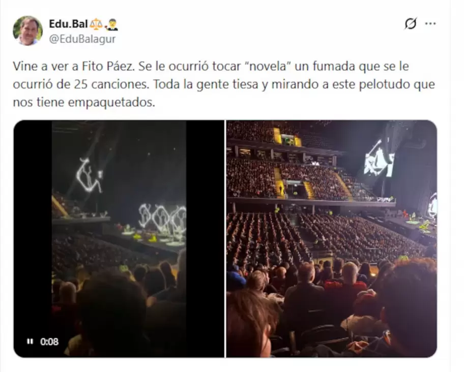 Parte del p�blico reaccion� con enojo, hubo abucheos y Fito respondi� desde el escenario.