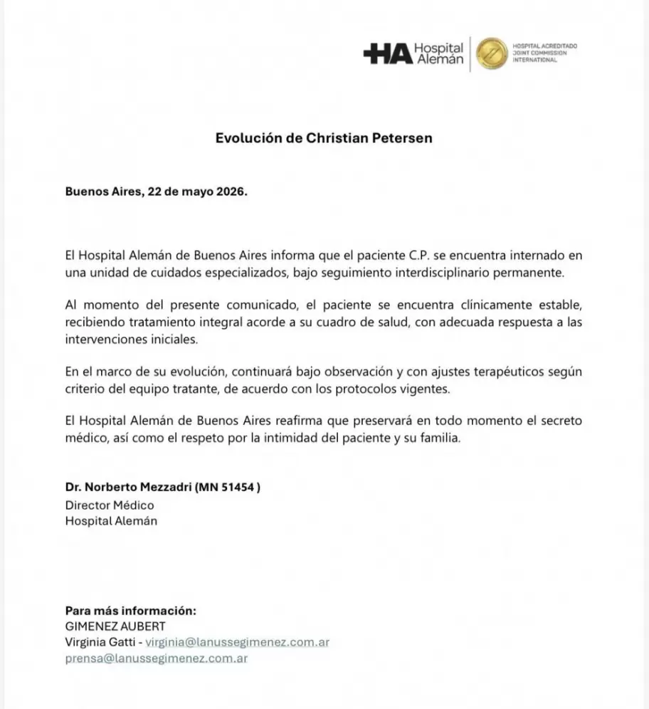 El parte médico de Christian Petersen