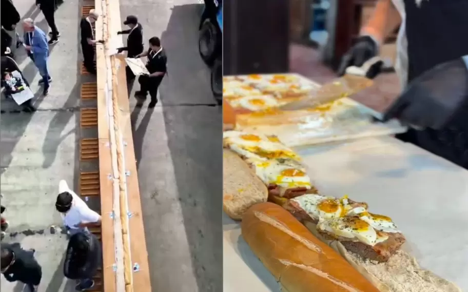La parrilla "El Tano" propuso elaborar "el sándwich de matambre a la pizza más grande del mundo"