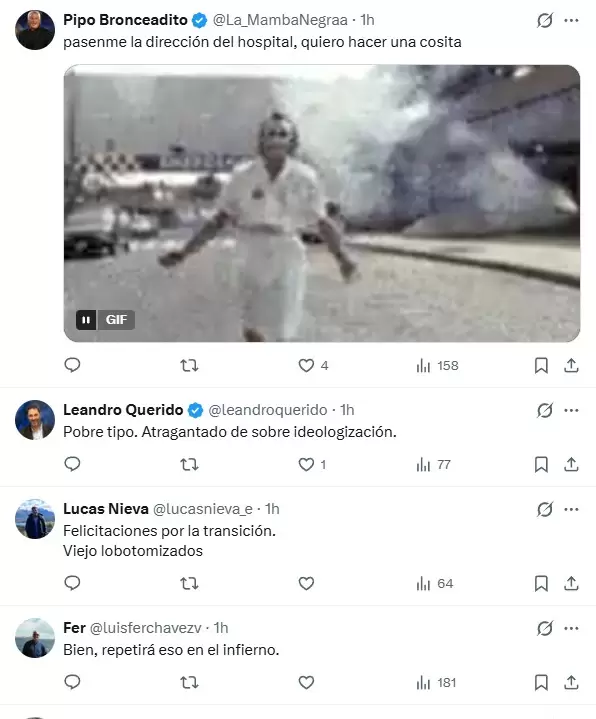 Algunas de las muestras de odio contra Gerardo Romano tras su intervención médica.