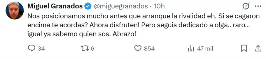 Migue Granados respondió con fuerza a una cuenta troll y la vinculó a Luzu TV.
