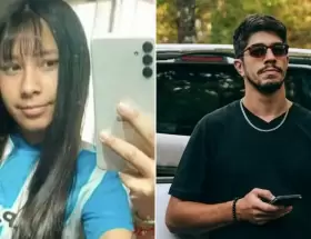Agostina Vega de 14 a�os y Claudio Gabriel Barrelier, principal sospechoso de su femicidio.
