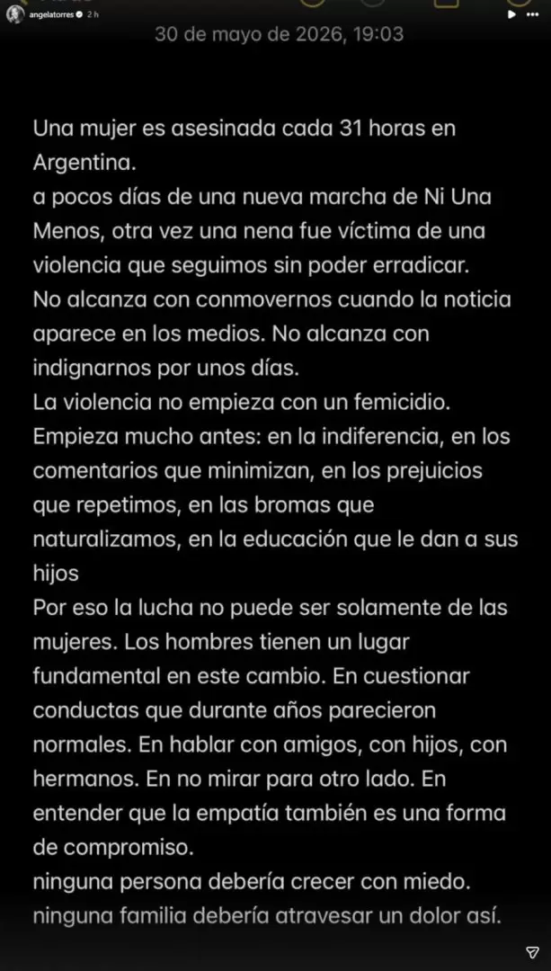 �ngela Torres pidi� Justicia por Agostina Vega