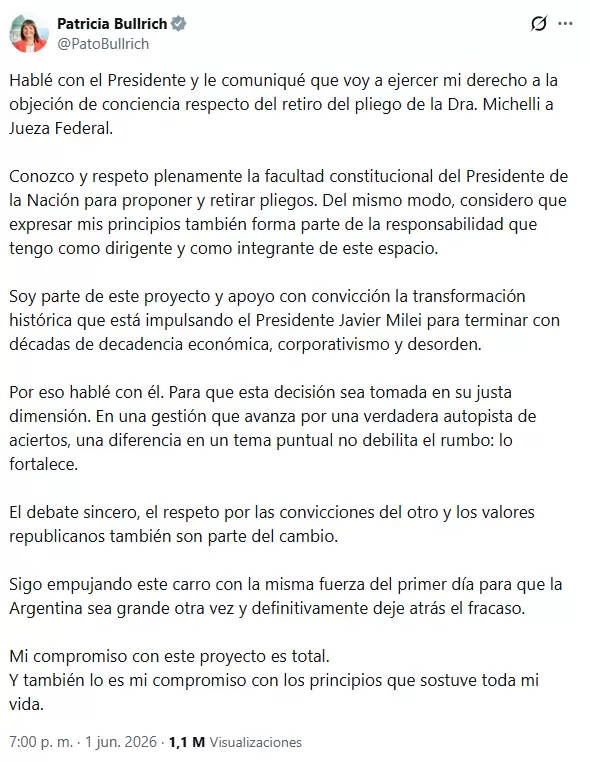 El posteo que enfureció a La Casa Rosada