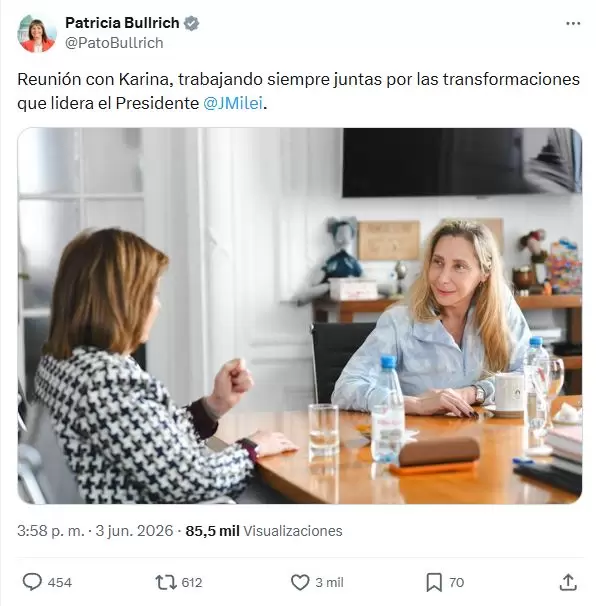 El posteo conciliador de Bullrich