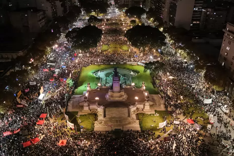 La marcha del 3J a once a�os del "Ni una menos" cop� la Plaza de los Dos Congresos.