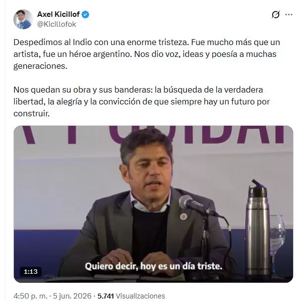 El posteo de Kicillof