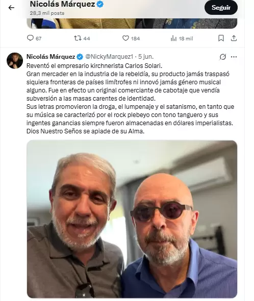 El incendiario tweet de Nicolás Márquez