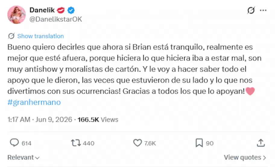 El posteo de Danelik