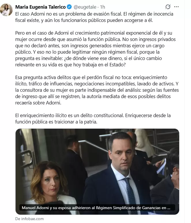 El comunicado completo de Talerico