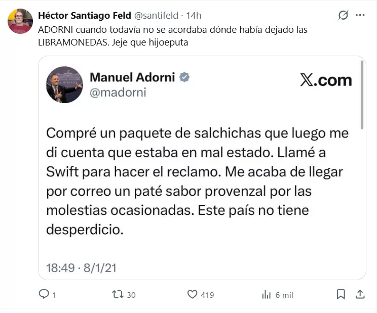 Algunos de los memes tras la declaración de Adorni